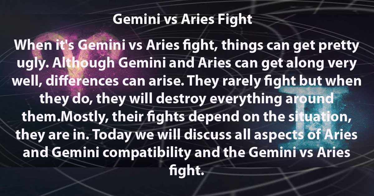 Gemini Vs Aries Fight 2023 Who Would Win CapricornTraits